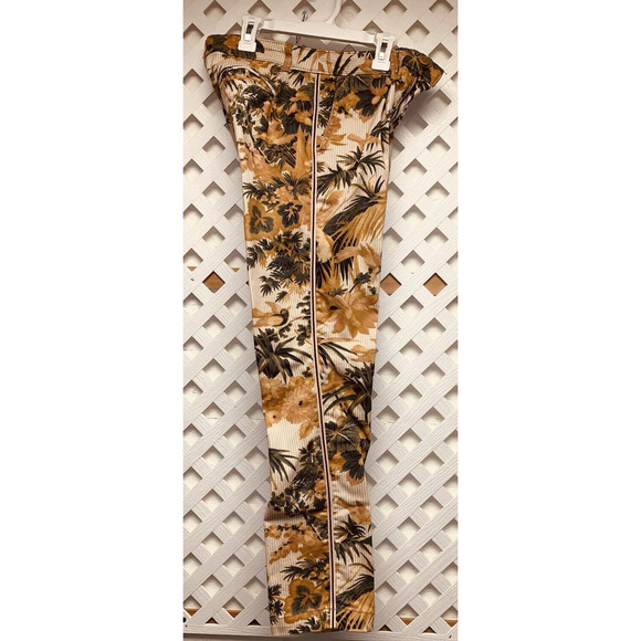 25P Chino by Anthropologie Tropical Bird Pants Dress Stripe Tan Relaxed Stretch - Picture 1 of 16